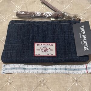 NWT True Religion Dark Denim Clutch/Wristlet 8”